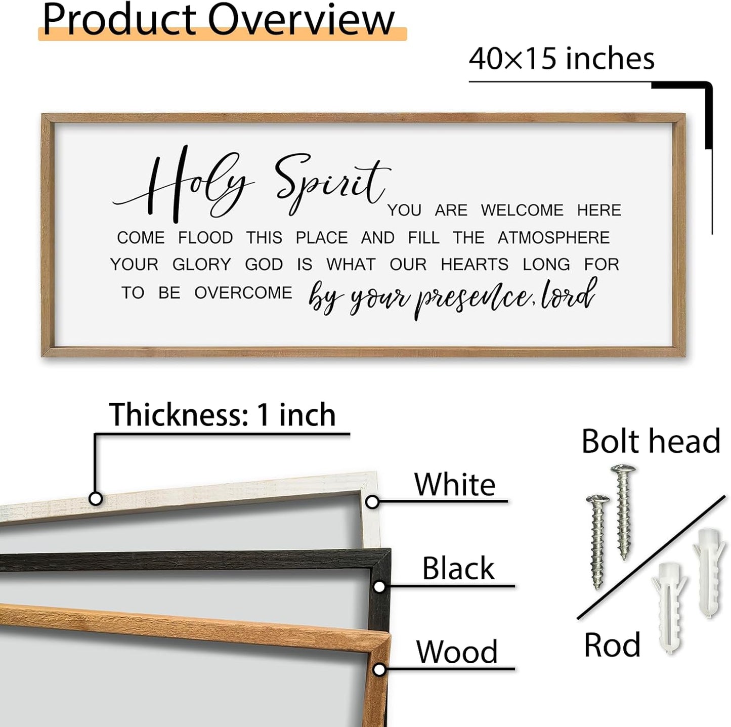 SRSZHIYUE Give Us This Day Our Daily Bread Sign Wall Decor Art 40"×15" Matthew 6:11 Dining Room Kitchen Large Wood Framed Wall Hanging (Wood)