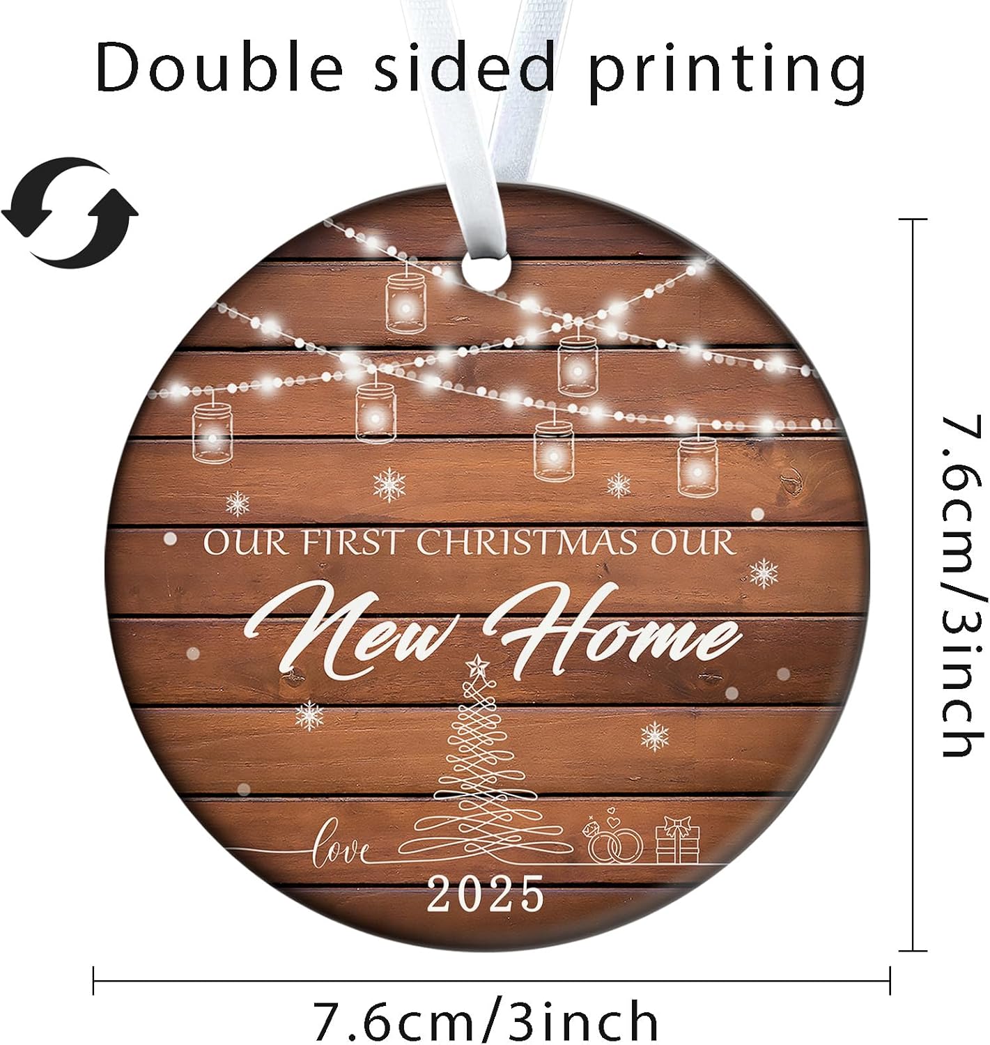 Baby's First Christmas Ornament 2025 Keepsake for Newborn Boy or Girl, Personalized Xmas Tree Hanging Decor, New Home Housewarming for Baby’s First Christmas 3 Inch Ceramic