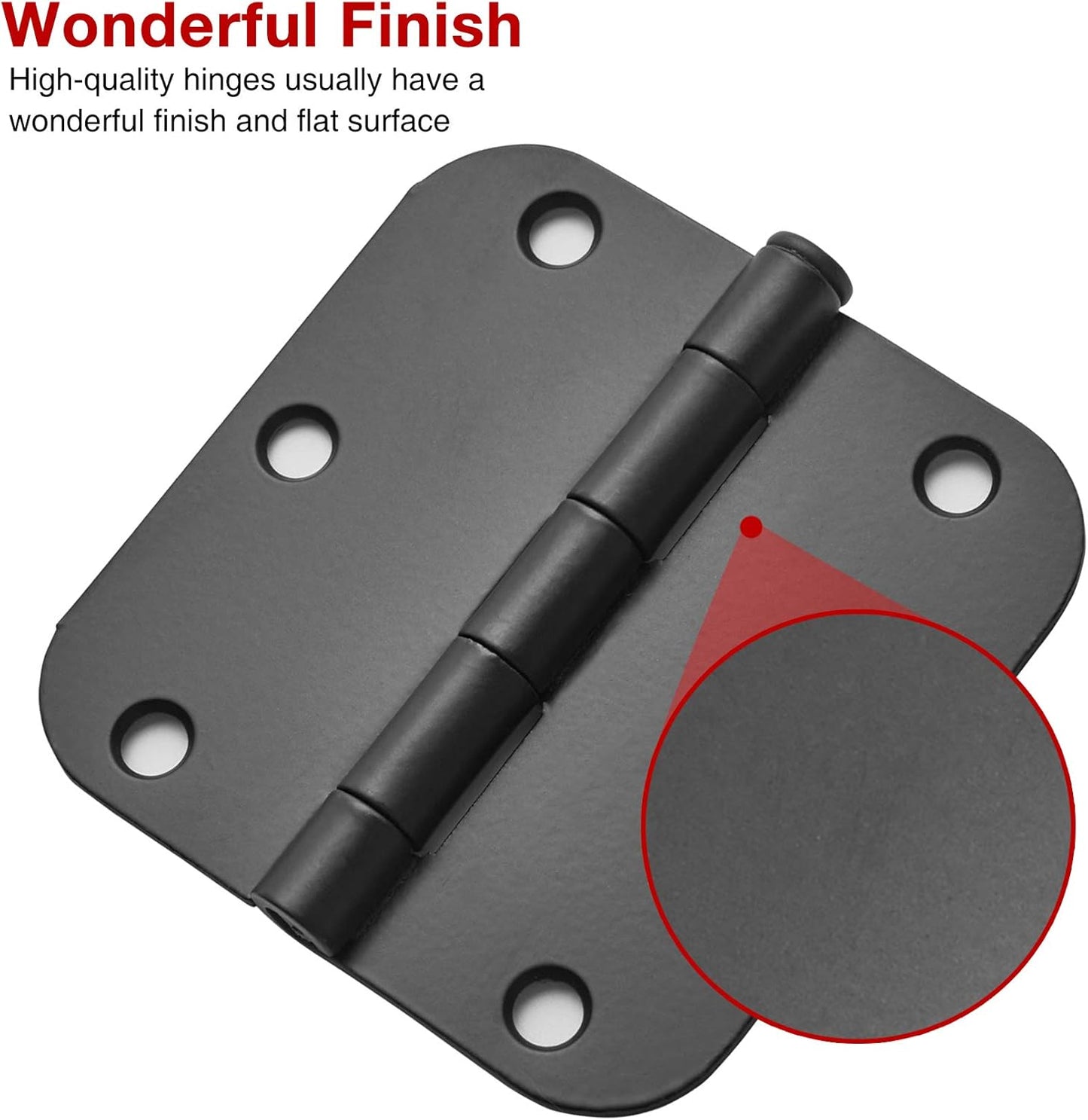 18 Pack Matte Black Door Hinges 3.5 x 3.5 Inch Interior 3 1/2 Inch Door Hinges for Doors Rounded 5/8" Radius Corners Flat Iron Hinge 3 ½"x 3 ½" Door Hardware Controls
