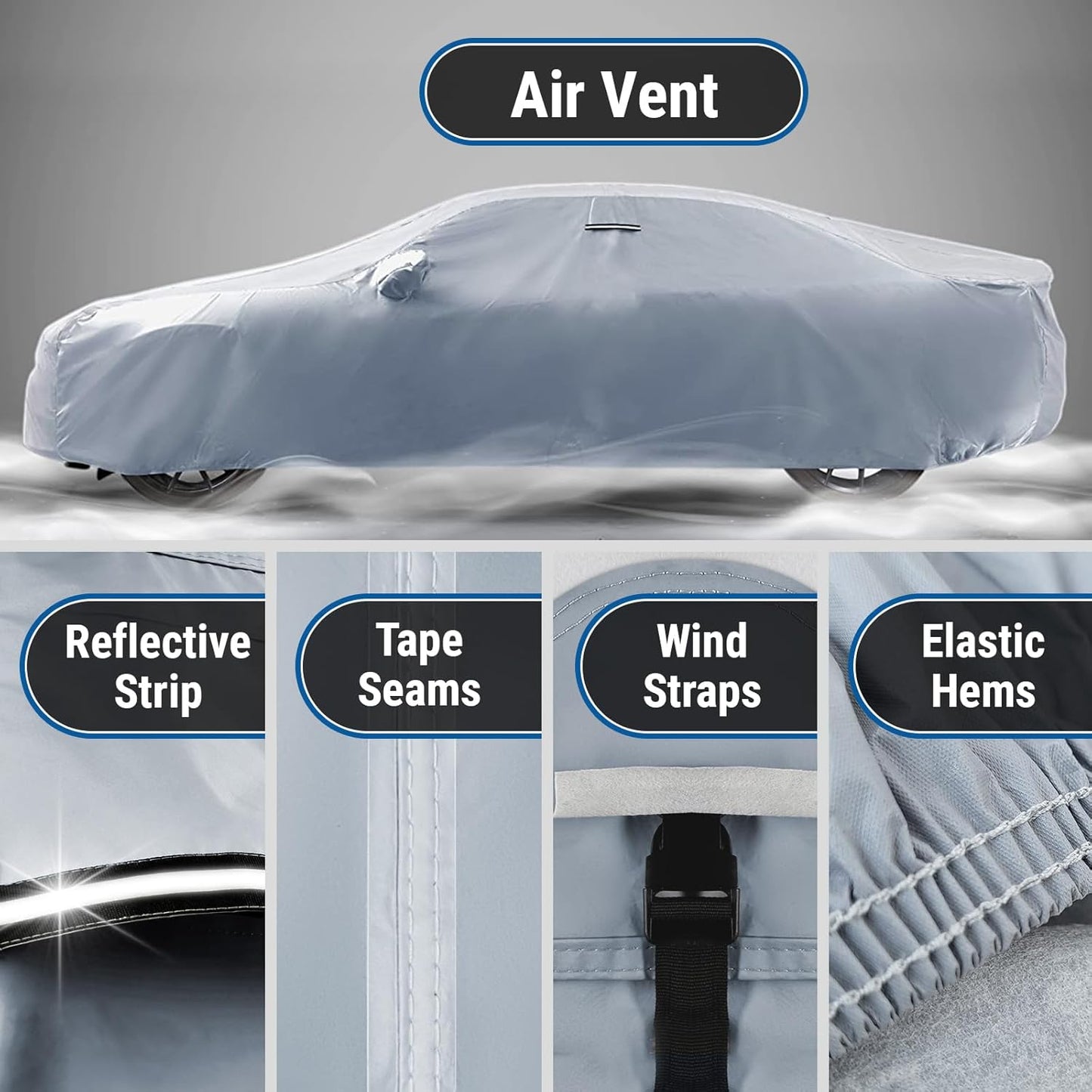 iCarCover Custom Car Cover for Buick Skylark (1992-1998) Waterproof All-Weather Rain Snow UV Sun Protector Full Exterior Indoor Outdoor Car Cover (Stripe - Gray/Black)