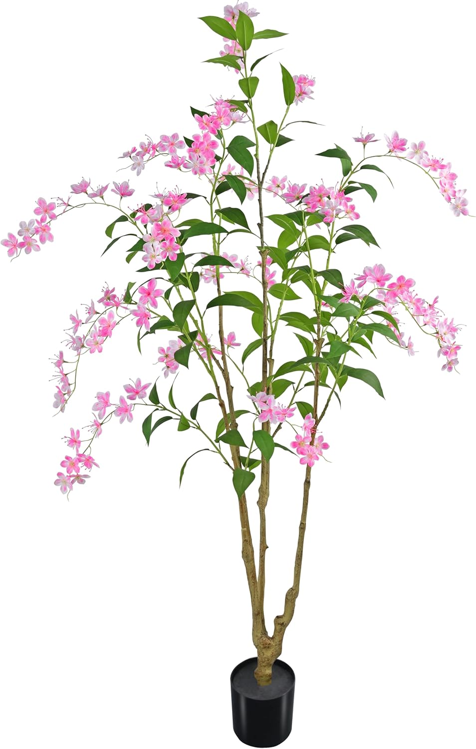 Artificial Jasmine Tree 6ft Black Flower Pot Fake Plants, Lifelike Artificial Trees with Natural - Looking Blooms, Perfect for Any Space