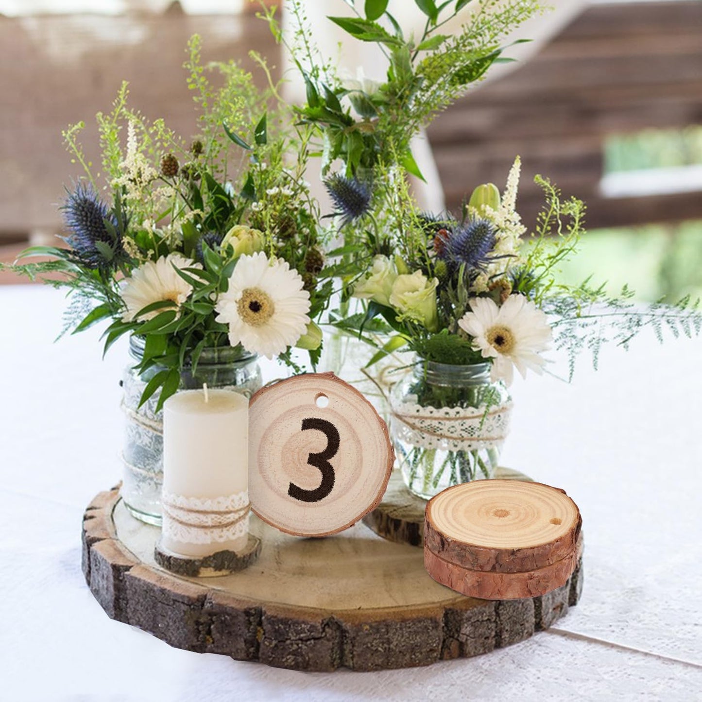 100 PCS 2.4-2.8 Inch Unfinished Wood Slices, Natural Wood Slices, Predrilled with Hole Wood Slice for DIY Arts Craft Christmas Ornaments