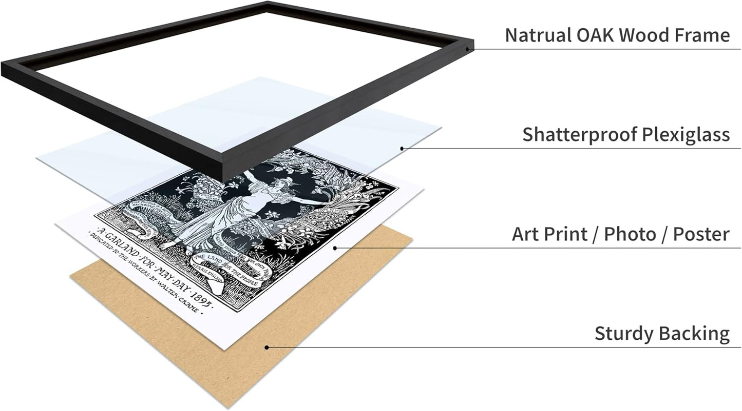 Poster Master Vintage Walter Crane Poster - Retro A Garland for May Day Print - Socialist Art - Gift for Him, Her, Men, Women - Wall Decor for Home, Office, Living Room, 16x20 Black Framed