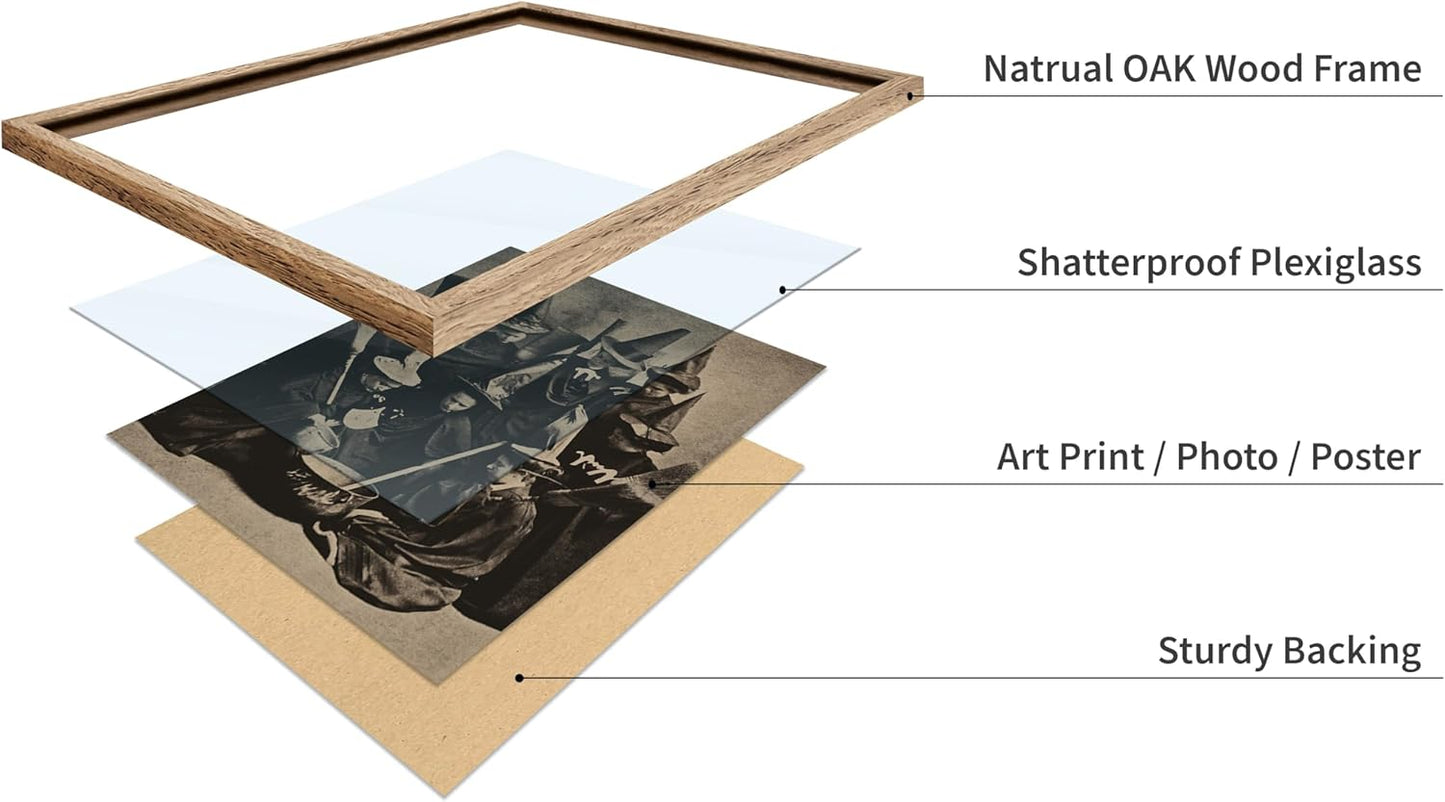 Poster Master Vintage Photograph Poster - Retro Halloween Print - Gift for Artist, Friend - Witches Cooking, Pointy Hats, Broomsticks, Black Magic - Wall Decor for Bedroom, 11x14 Beige Framed