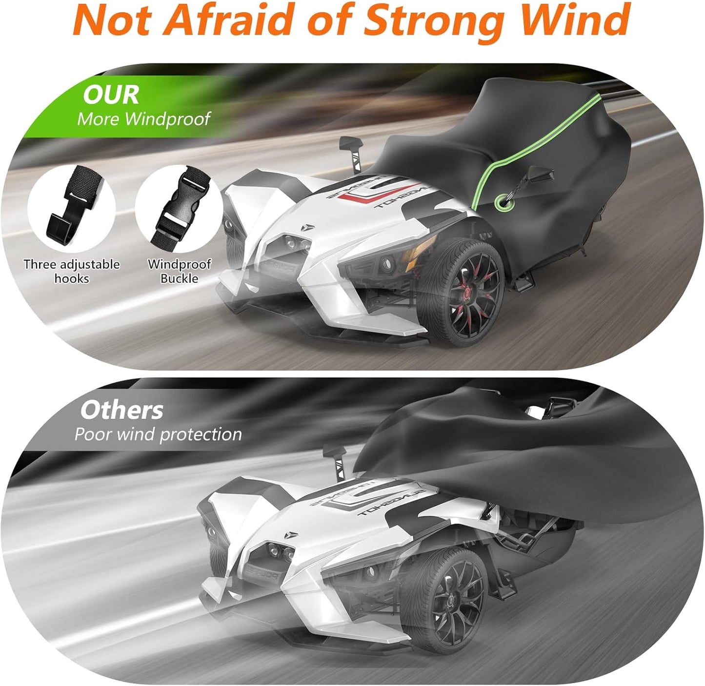 Half Cover for Polaris Slingshot, 420D Oxford Cloth Windshield Cover Waterproof Windproof All Weather Protection Covers for Slingshot S SL SLR R Signature LE Accessories