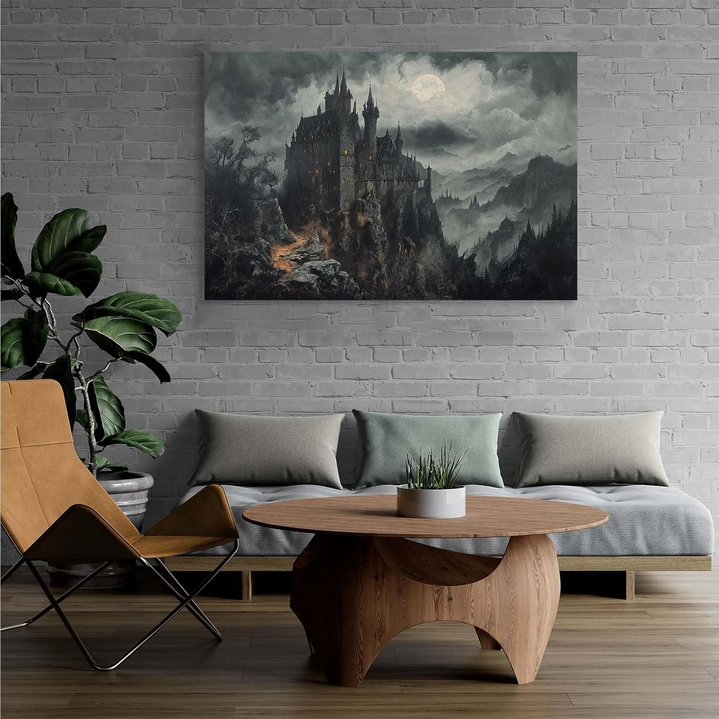 Vintage Castle Poster Dark Academy Victorian Gothic Castle Wall Art Poster Moody Mystical Art Print Suitable for Home Living Room Bedroom24x36in Wood Framed