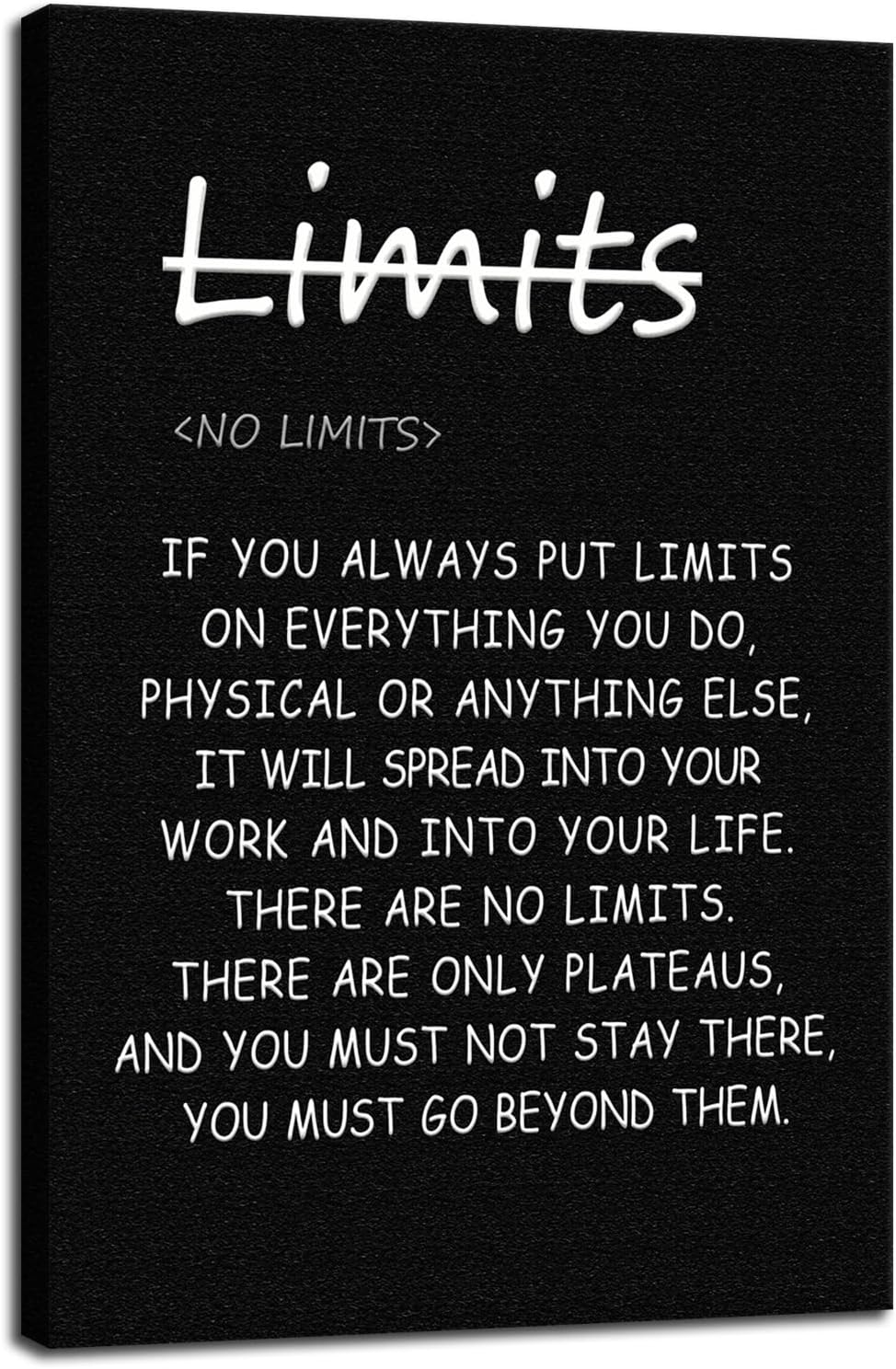 Motivational Wall Art ‘There are no limits’ from Bruce Lee's Inspirational Canvas Poster Printed Modern Artwork for Office living room Bedroom Home Decor Framed Ready to Hang [12" W X 18" H]