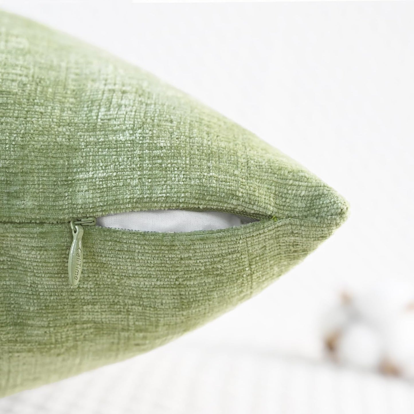 CaliTime Throw Pillow Covers Decorative 20 X 20 Inches Pack of 2 Cozy Chenille Cushion Cases for Couch Sofa Bed Living Room Home Sage Green