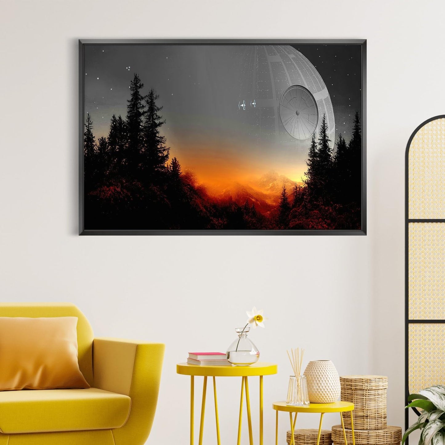 Death Star Inspired Canvas Print Wall Art | Futuristic Space Station Artwork | Smooth Surface Home Decor – Various Sizes (12in x 8in Gallery Wrapped)