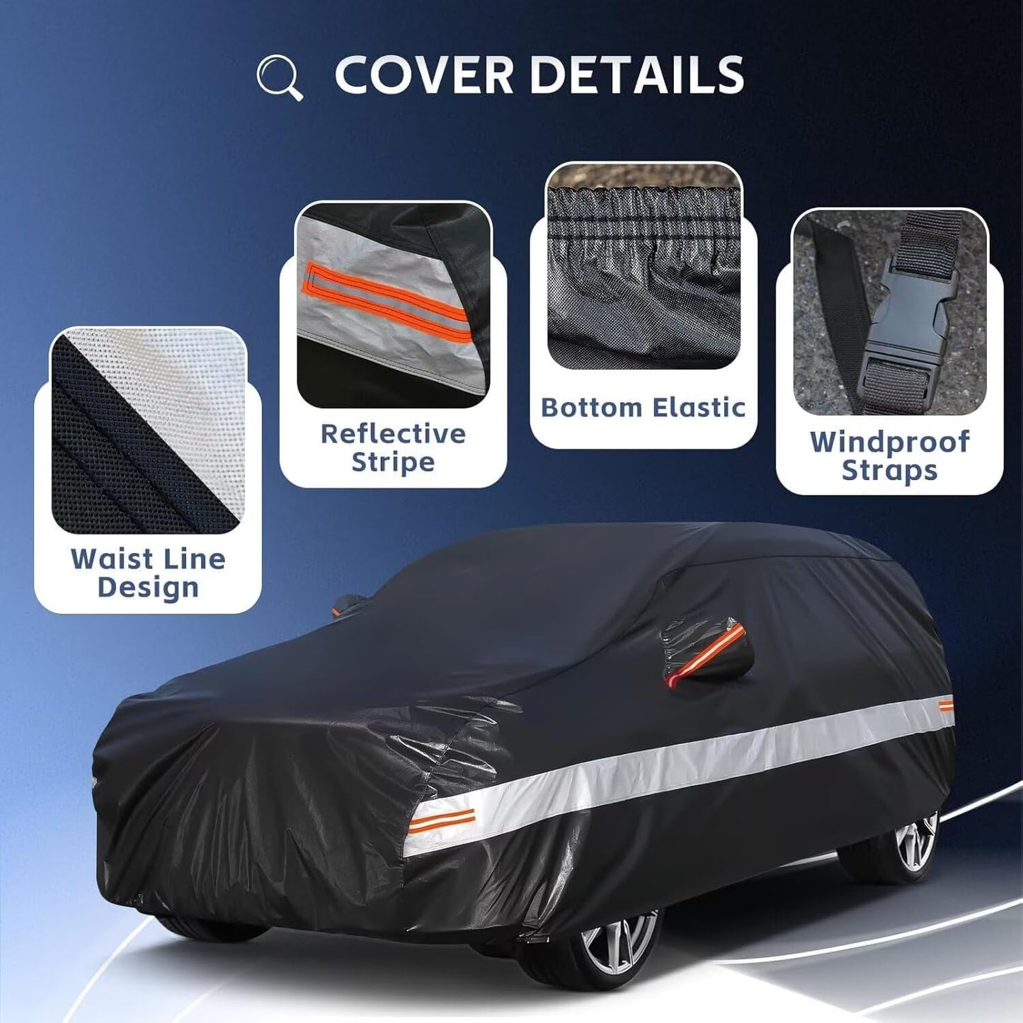 10 Layers SUV Car Cover Custom Fit for Ford Explorer (2002-2025), Waterproof All Weather for Automobiles, Outdoor Full Cover Sun Dust Rain Protection with Cotton. Black