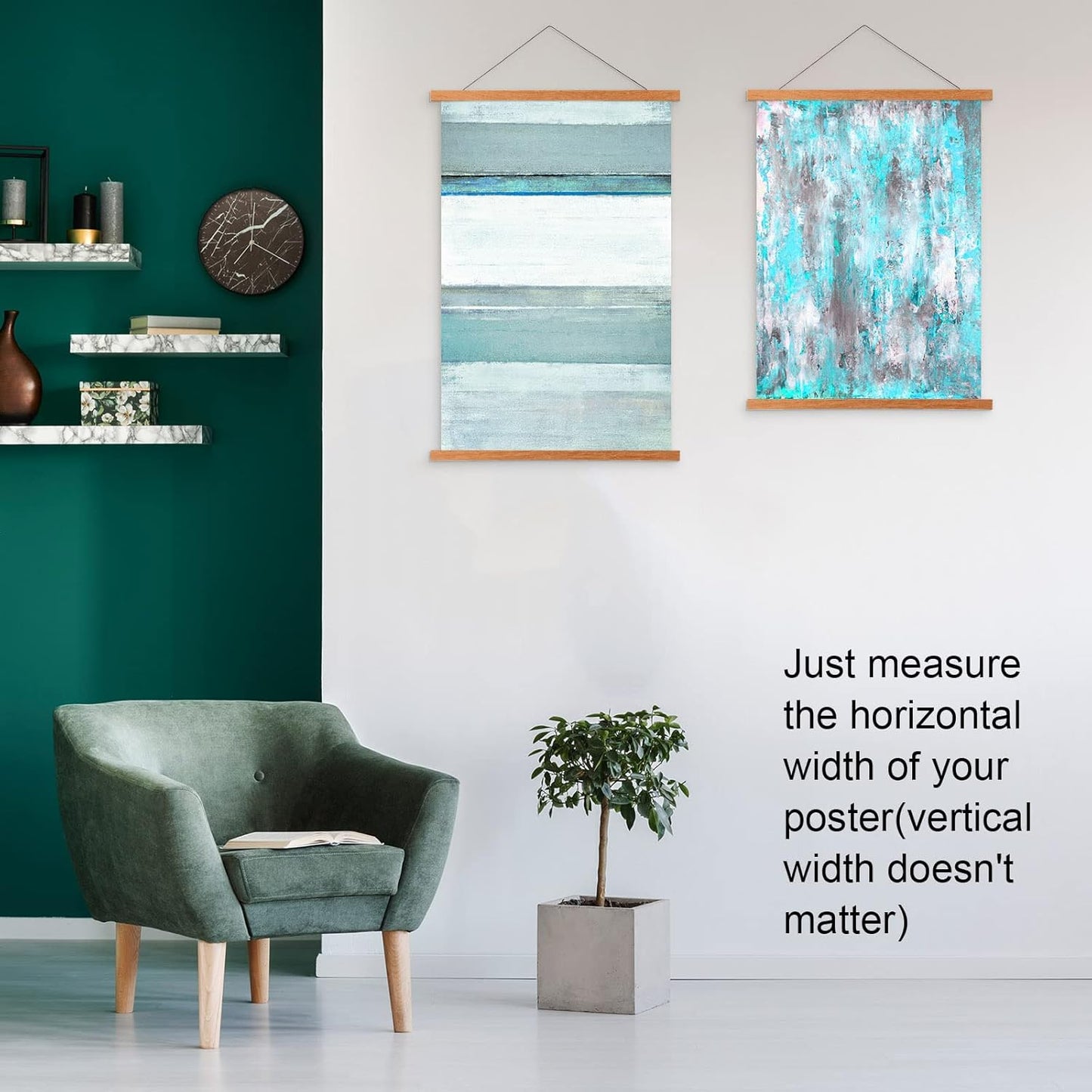 FALAMON Magnetic Poster Hanger Frame, 60x40 60x50 60x30 Teak Wood Magnet Poster Frame for Posters, Prints, Photos, Pictures, Maps, Scrolls, and Canvas Artwork