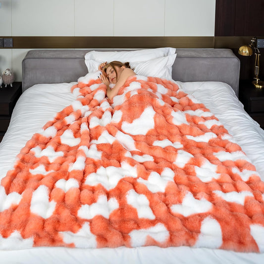 Soft Cow Print Blanket for Couch, Bed, or Living Room – Cozy and Decorative Imitation Rabbit Fur Throw for Home, Seasons and Relaxation