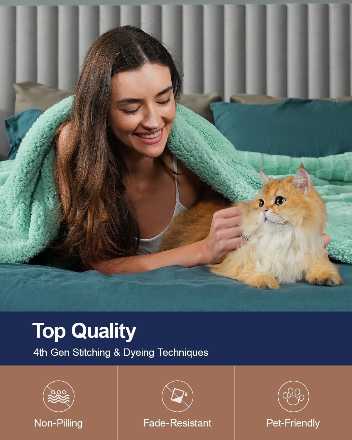 Pawque Super Soft Cozy Throw Blanket King Size for Couch Bed, Fluffy Sherpa Fleece Reversible Thick Warm Fuzzy Blanket for All-Season, 3D Checkered Jacquard Decorative Blankets, Sage Green, 108"x90"