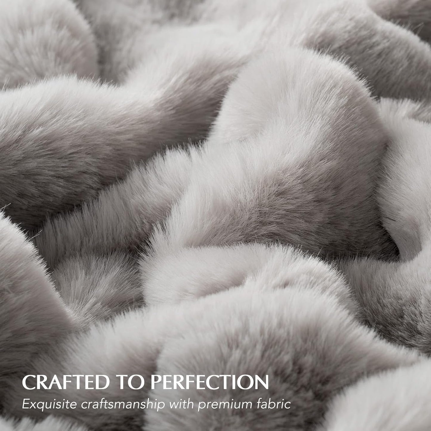 EVERGRACE Ultra Soft Luxury Fluffy Ridgeline Faux Rabbit Fur Throw Blanket, Thick Warm Bubble Throw for Bed, Cozy Plush Reversible Blankets for Couch, Chair, Sofa, Taupe, 50x60 Inches, 870 GSM