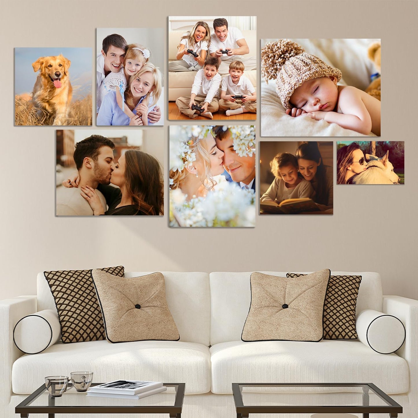 YUNART Ship Next Day - Custom Canvas Prints with Your Photos, Personalized Canvas with Pictures Print for Wall Art Bedroom, Customized Photo Gifts for Couple Men Women Mom Baby Dog Family - 10"x10"