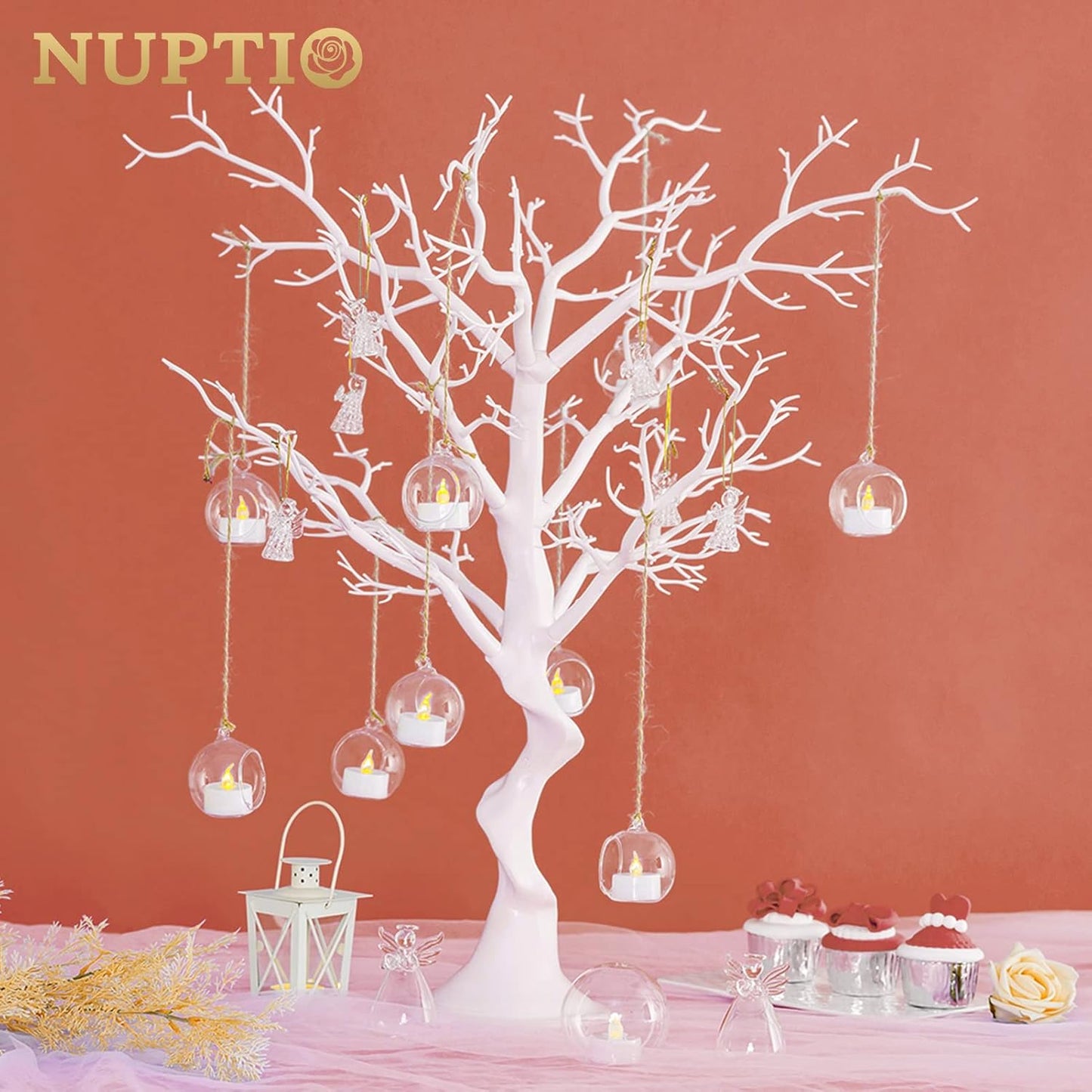NUPTIO Artificial Tree Centerpiece, 30 inches White, Manzanita Tree Decorative Branch for Weddings, Tabletop Decoration, Ornament Display