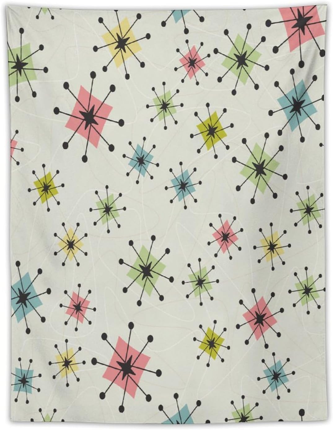 ICMOLYYENLO Abstract Cat Tapestry, Medieval Abstract Atomic Star Cat Vintage Home Wall Hanging Art Tapestry for Bedroom Living Room Dormitory 60x60 Inch