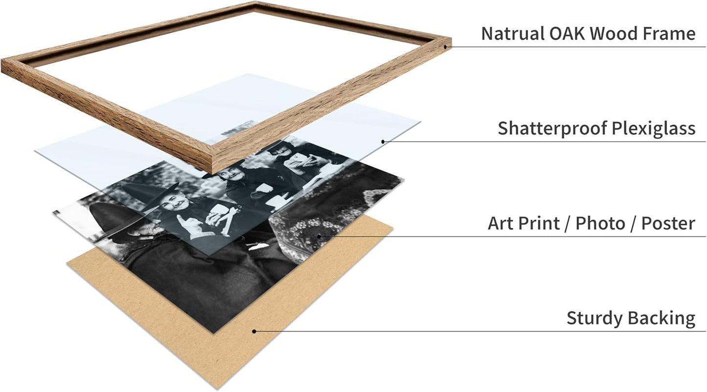 Poster Master Classic Photograph Poster - Vintage Halloween Print - Gift for Artist, Friend - Witches Tea Party, Old Women Smiling, Wearing Robes - Wall Decor for Living Room, 16x20 Beige Framed