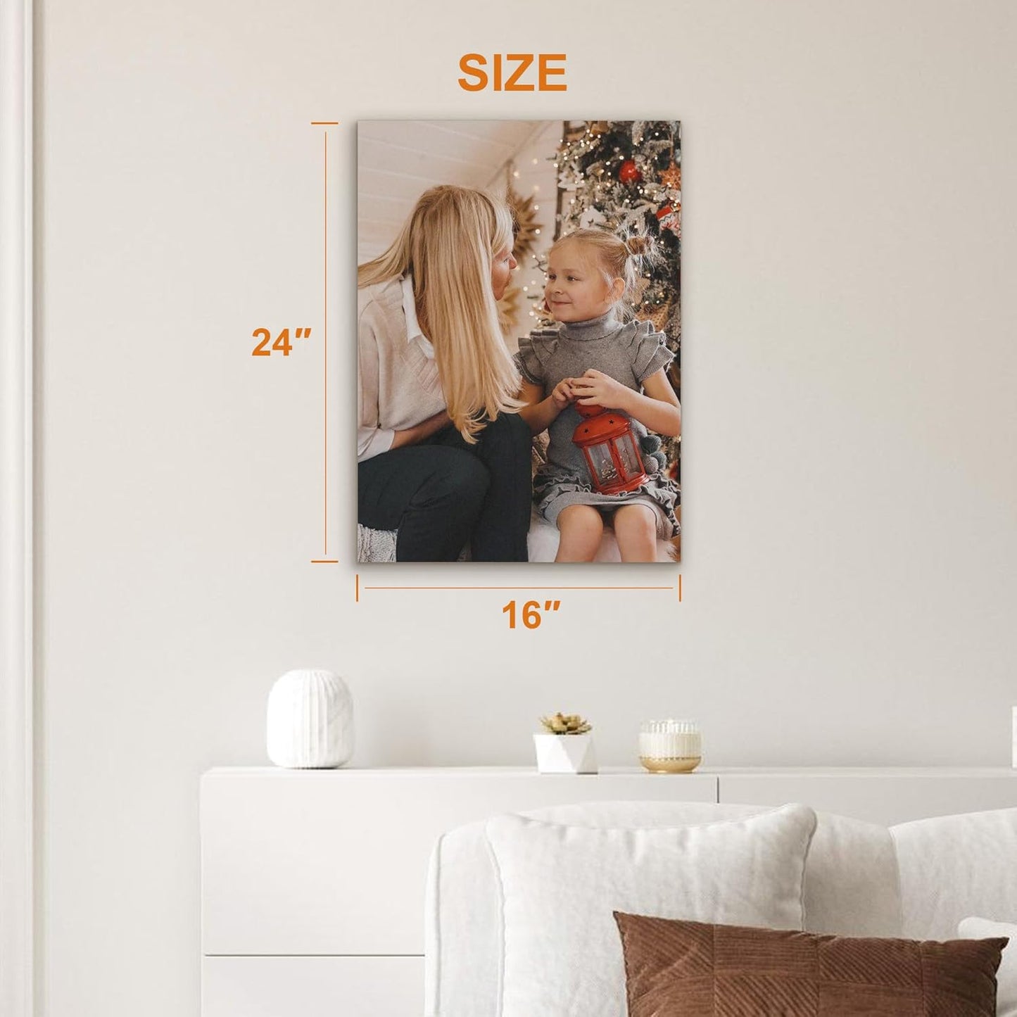 Custom Canvas Prints with Your Photos- Personalized Print Canvas Pictures, Custom Wall Art Gift for Living Room, Bedroom, Wedding Family Baby Pets Framed 24 x 16 inche