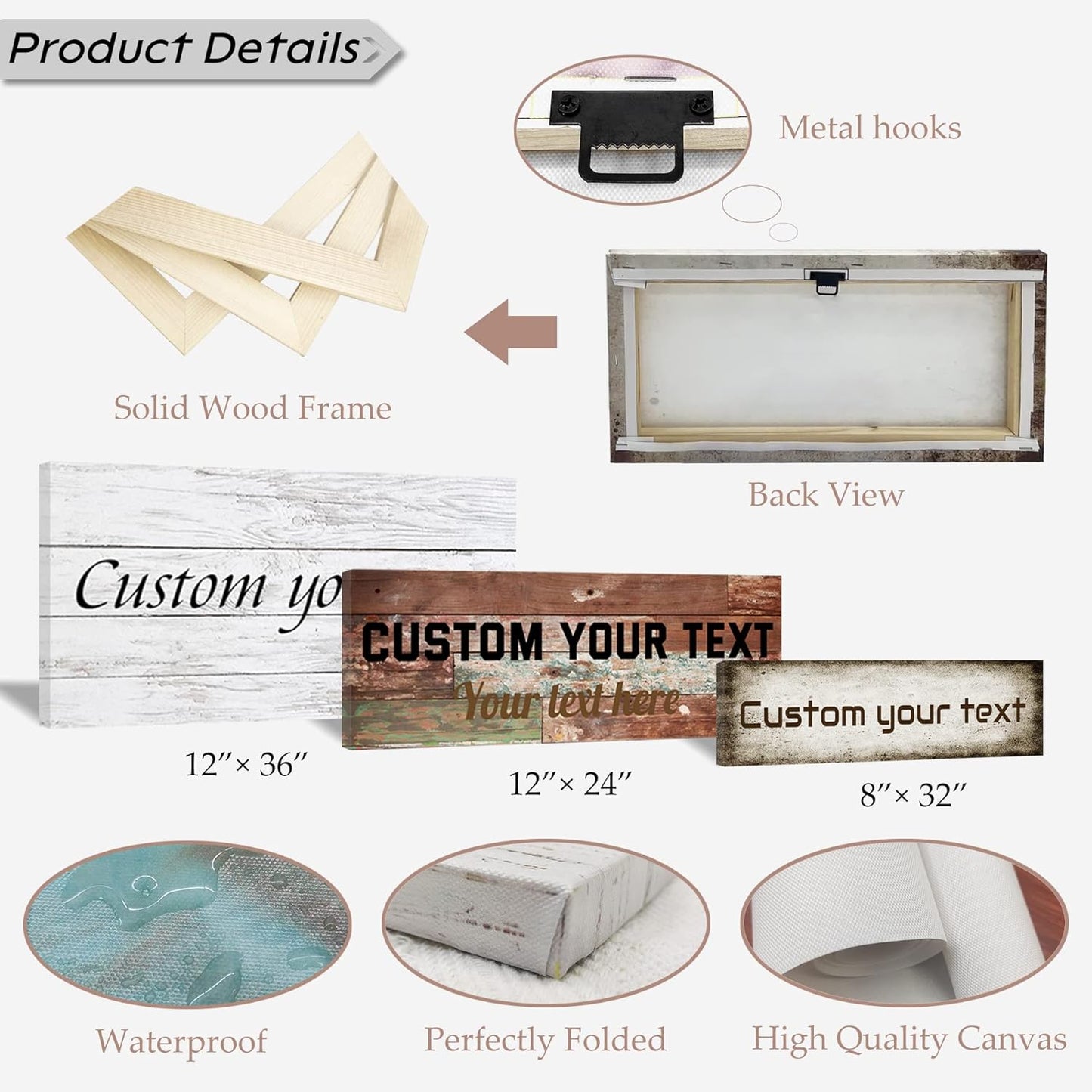 LZIMU Custom Signs for Wall Personalized Canvas Prints Sign with Your Text Customized Family Sign Wall Art for Rustic Farmhouse Home Decor (12"x24")