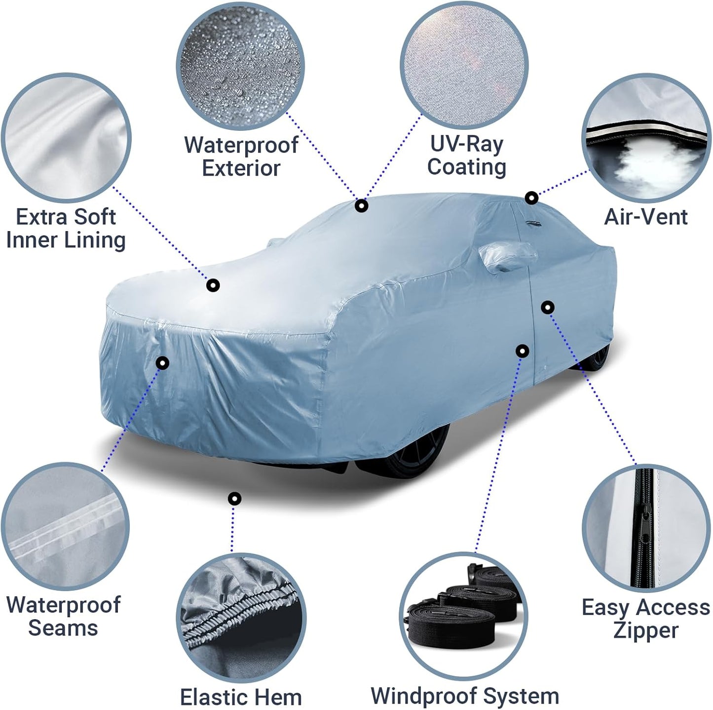 iCarCover Custom Car Cover for Chevy Camaro LT, LS, RS, SS, [Fits 2010-2024], Waterproof All-Weather Rain Snow Sun UV Protector Full Exterior Indoor Outdoor Car Covers, Buckles and Bags Included