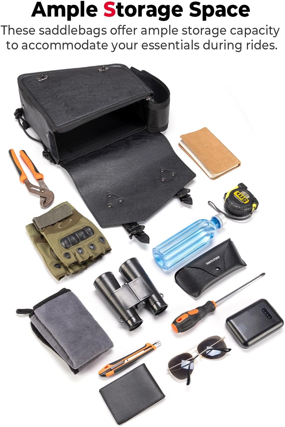 KEMIMOTO Motorcycle Saddlebags Leather Side Bags 12L Compatible with Sportster 883 1200 Softail Low Rider S Cruiser Dyna V-star Shadow Vulcan Rebel