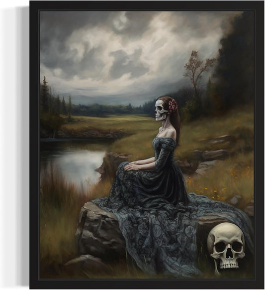 Widow Ghost Poster Art Print, Halloween Scary Vintage Wall Art Academia Spooky Painting Decoration for Horror Prints, Gothic Posters Bedroom Decor 89 (Widow Ghost, 8 x 10 inches, Unframed)