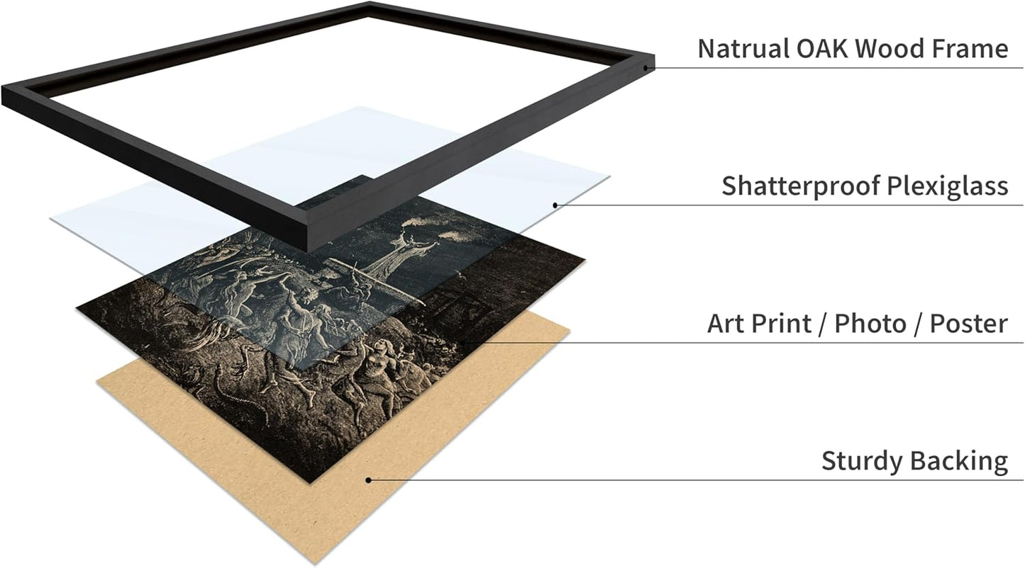 Poster Master Vintage Gustave Dore Poster - Retro Illustration Print - Gift for Gothic, Horror Fan - Dance of Sabbath, Witch, Magic, Spell - Wall Decor for Bedroom, Dorm, 11x14 Black Framed