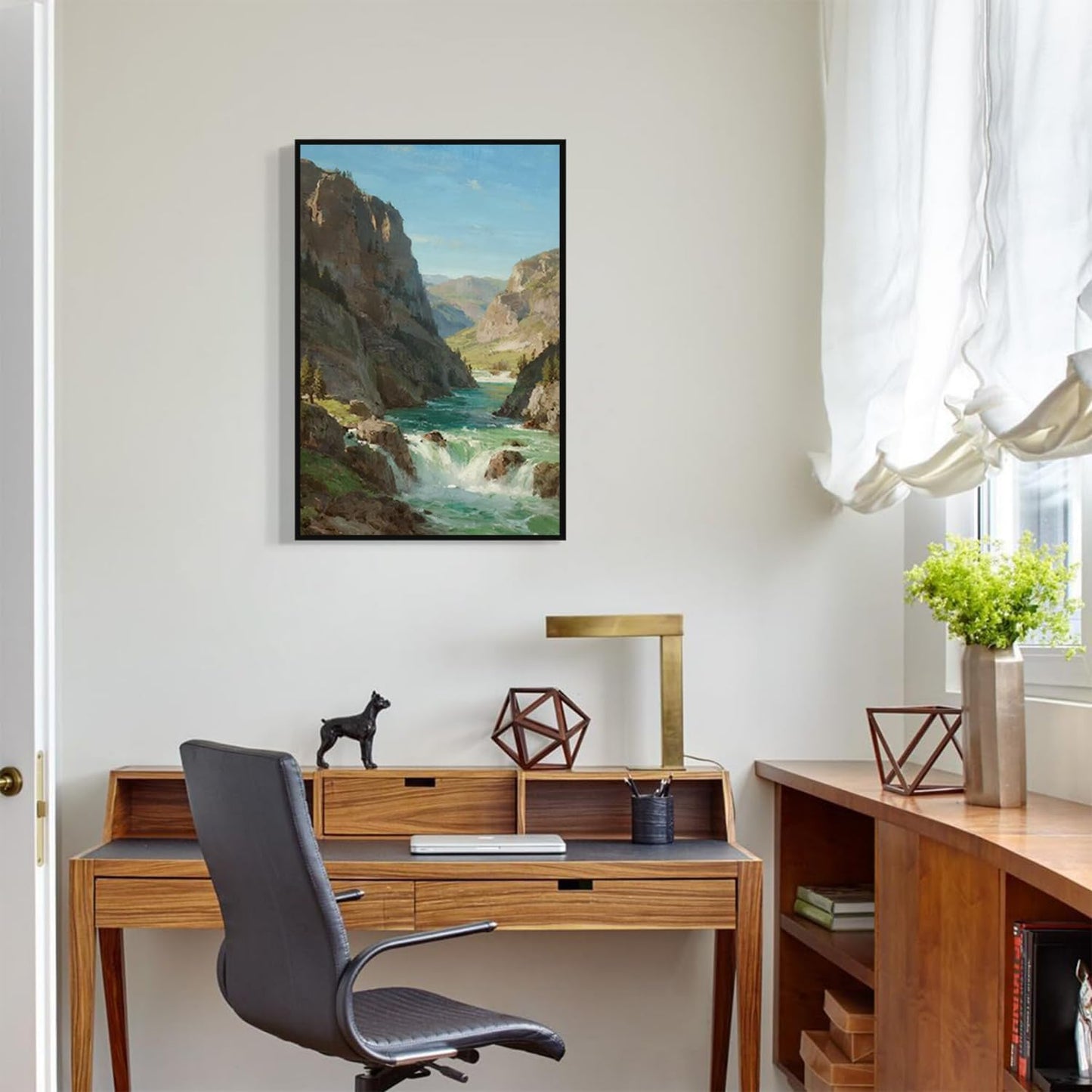 Natural mountain stream scenery poster suitable for bedroom beautiful blue sky flowing river scenery suitable for living room dormitory office