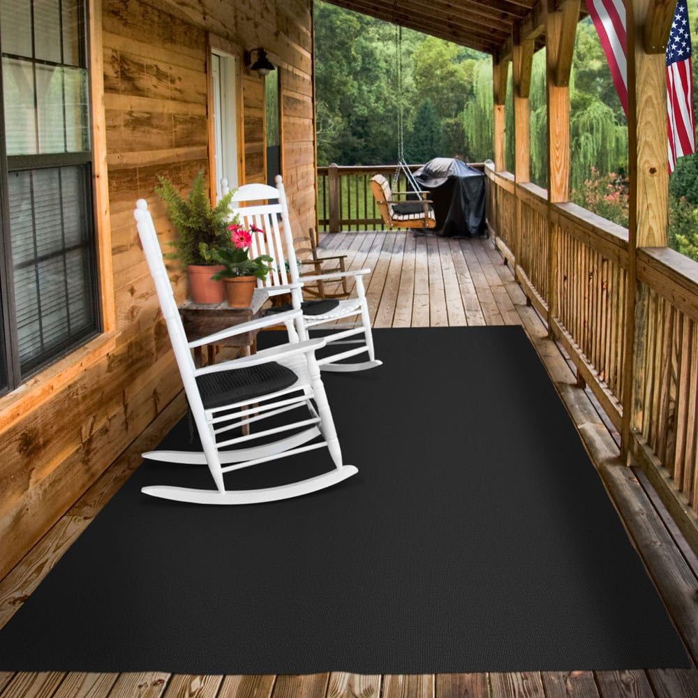 House, Home and More Indoor Outdoor Carpet with Rubber Marine Backing - Black - 6 Feet x 20 Feet - Durable, UV-Resistant - Adds Color and Comfort to Your Deck, Patio or Other Outdoor Rug Space.