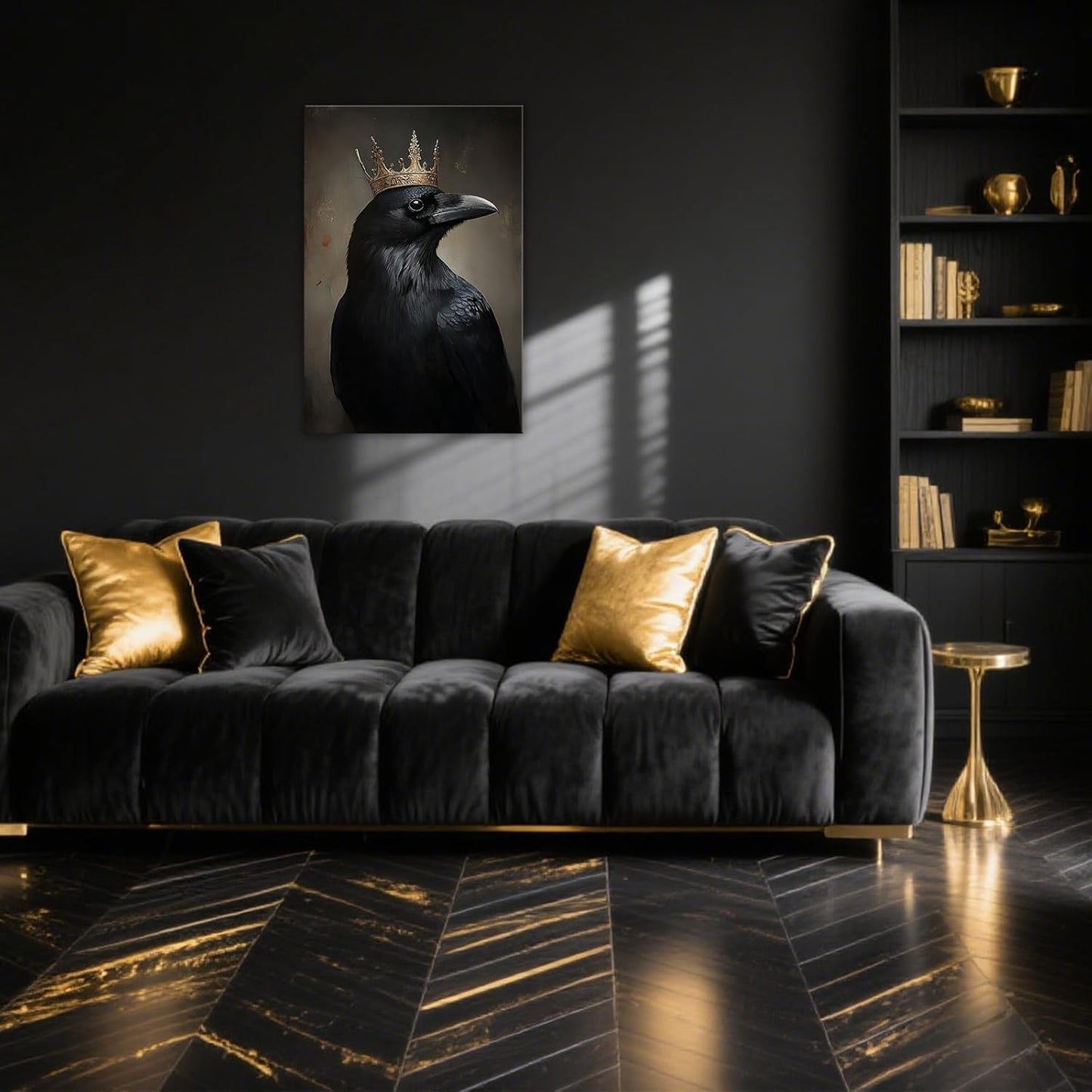 OAAPITI Raven King Wall Art Mysterious Black Bird Painting Dark Gothic Animal Canvas Print for Living Room Bedroom Home Office Inspirational Decor(Artwork-8,16"x24")