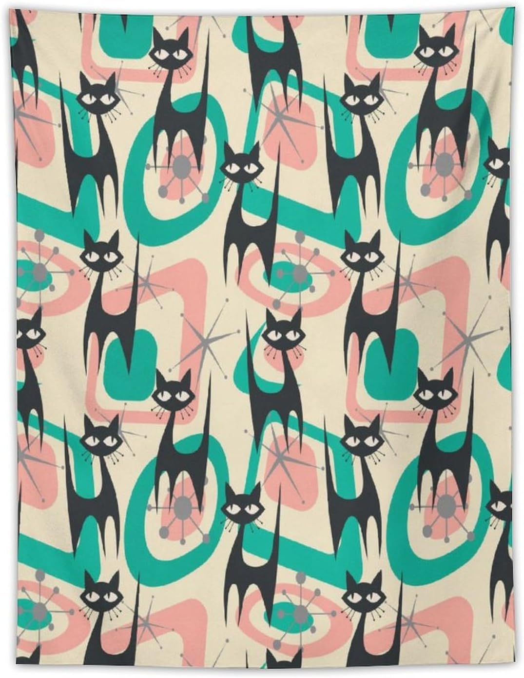 ICMOLYYENLO Boho Medieval Cat Tapestry, Abstract Atomic Starburst Geometric Aesthetic Art Wall Hanging For Bedroom Living Room Dormitory 40x60 Inches