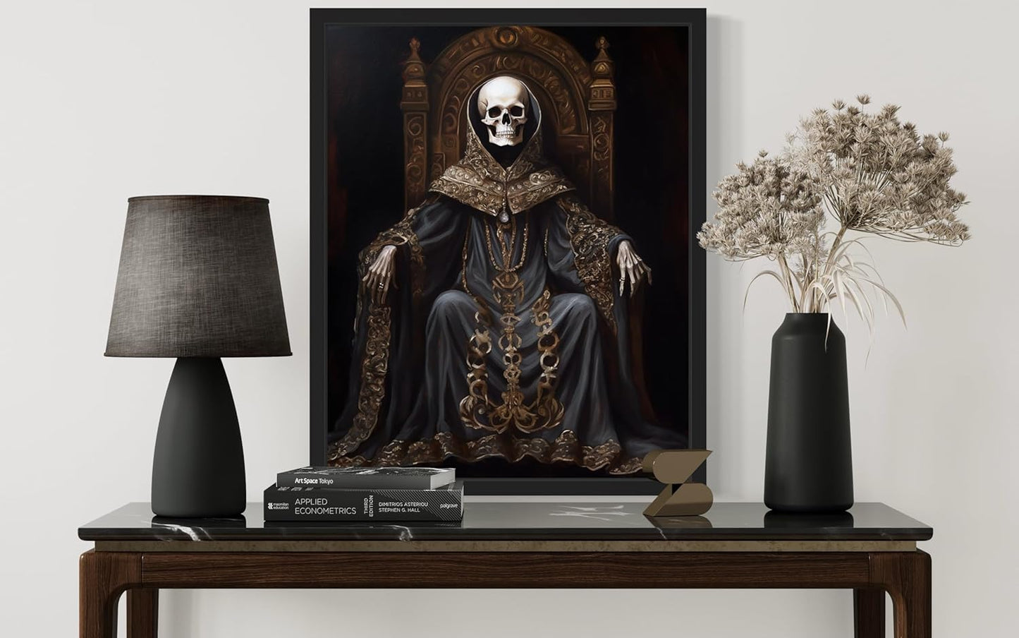 Skull King Poster Art Print, Halloween Scary Vintage Wall Art Academia Spooky Painting Decoration for Horror Prints, Gothic Posters Bedroom Decor 89 (Skull King 1, 8 x 10 inches, Black Frame)