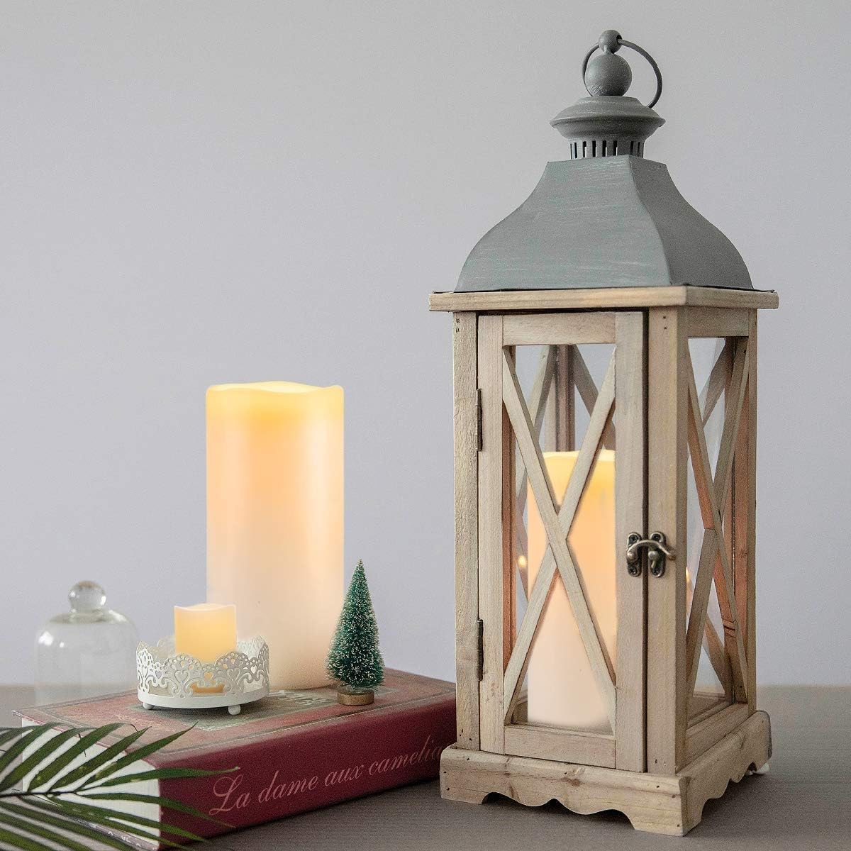 Homemory 4" x 8" Large Waterproof Outdoor Flameless Candles with Remote Control and Timer, Battery Operated Flickering LED Pillar Candles for Indoor Outdoor Lanterns, Porch, Long Lasting, Set of 4