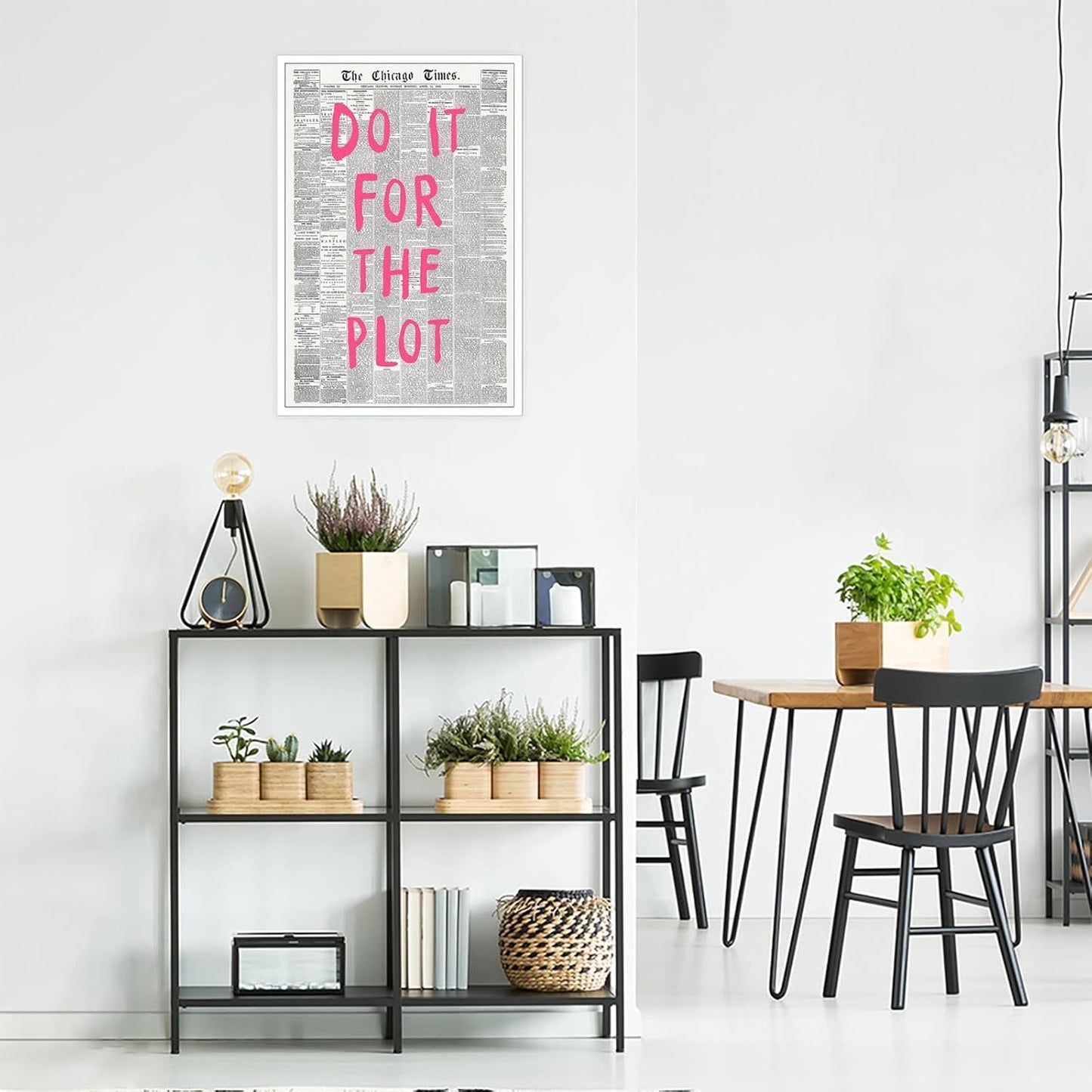 Liyark Retro Black And White Chicago Newspaper Poster Pink Trendy Preppy Apartment Art Motivational Affirmation Do It For The Plot Prints For Home Bedroom Living Room Wall Decor 12x16in Unframed