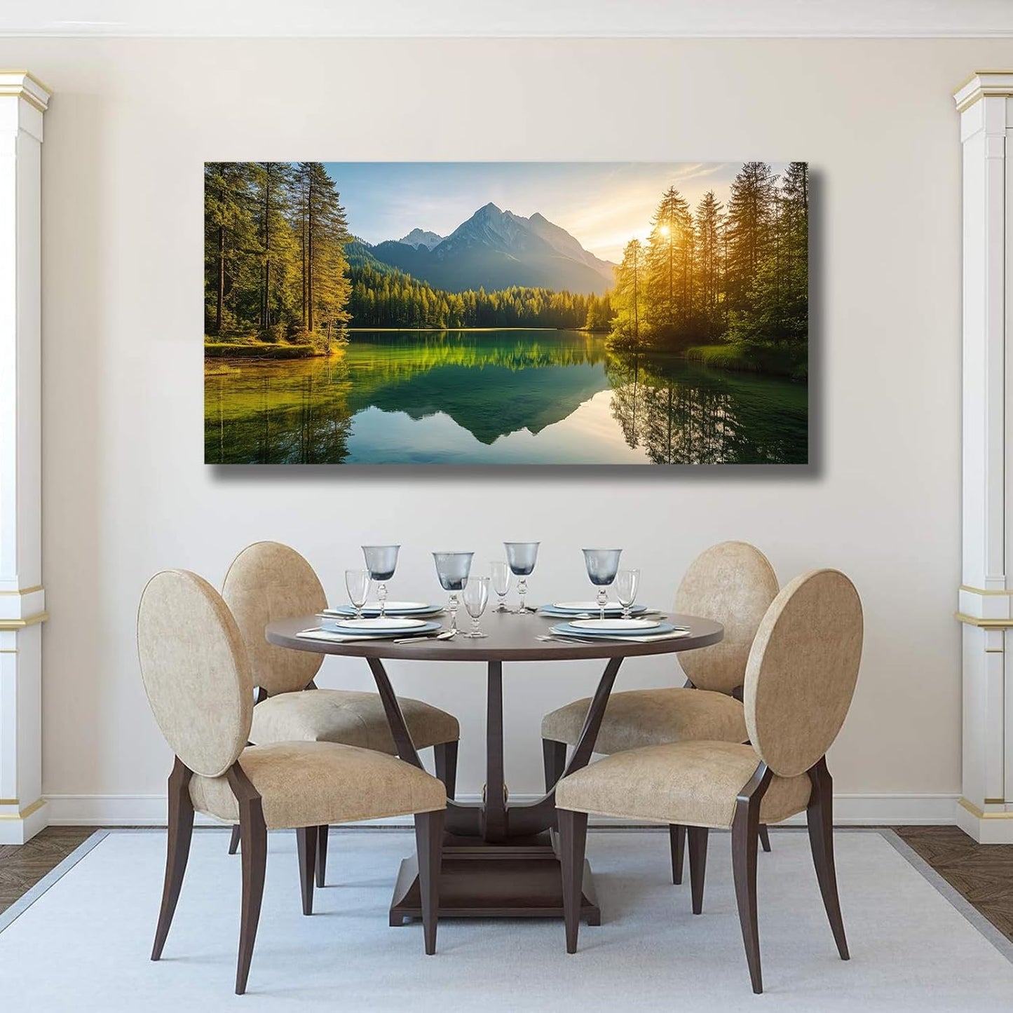 Yuaxker Tree of Life Wall Art Green and Yellow Wall Decor Modern Landscape Posters Artwork for Living Room Bedroom Dining Room Office Home Decor 24x48inch