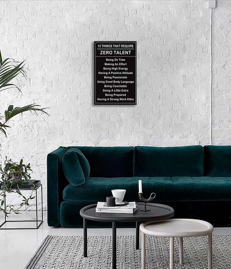 WYJDFART Motivational Wall Art Ten Things That Require Zero Talent Inspirational Poster Modern Canvas Prints Wall Paintings Office Living Room Home Decor Pictures Artwork Ready to Hang [12''Wx 18''H]