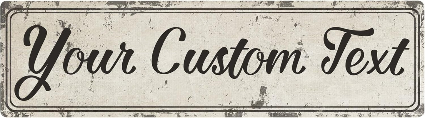 Rustic Custom Metal Sign - Custom Sign for Indoor or Outdoor Use (Rustic Tan Double Border, 15 inches x 4 inches)
