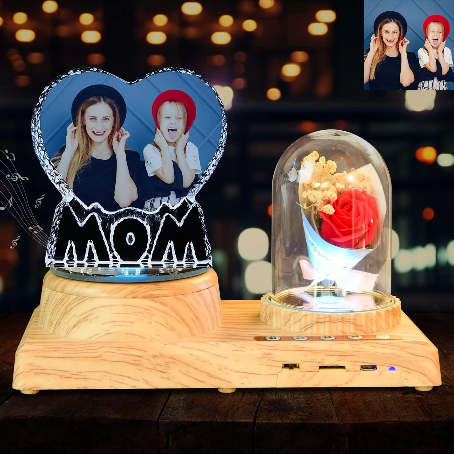 to My Beautiful Mom Gifts MOM Heart-Shaped with Bluetooth Rotating Music Box, Present for Mom from Daughter Christmas Mothers Day Birthday