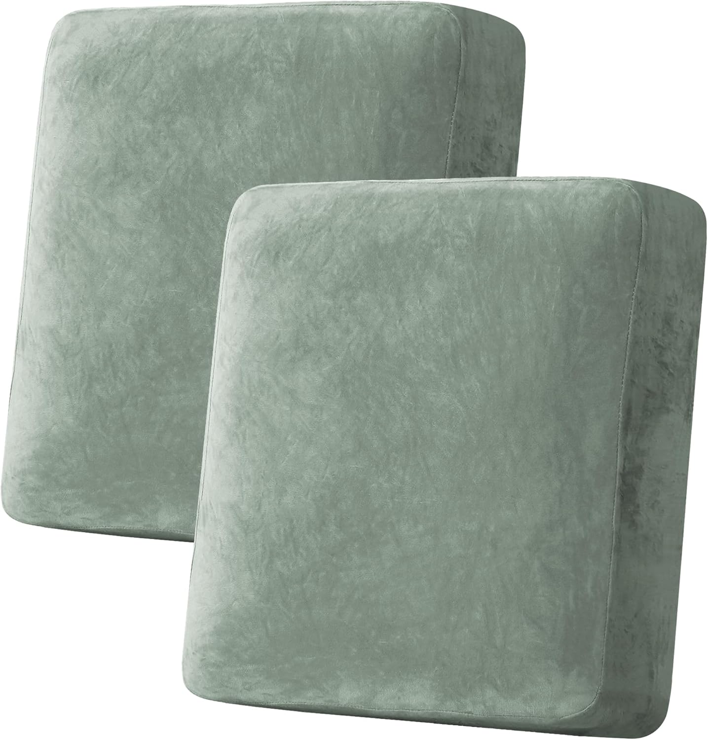 H.VERSAILTEX Velvet Stretch Couch Cushion Cover Plush Cushion Slipcover for Loveseat Cushion Furniture Protector Seat Cushion Sofa Cover (2 Piece Medium Sofa Cushion Covers, Sea Grass)
