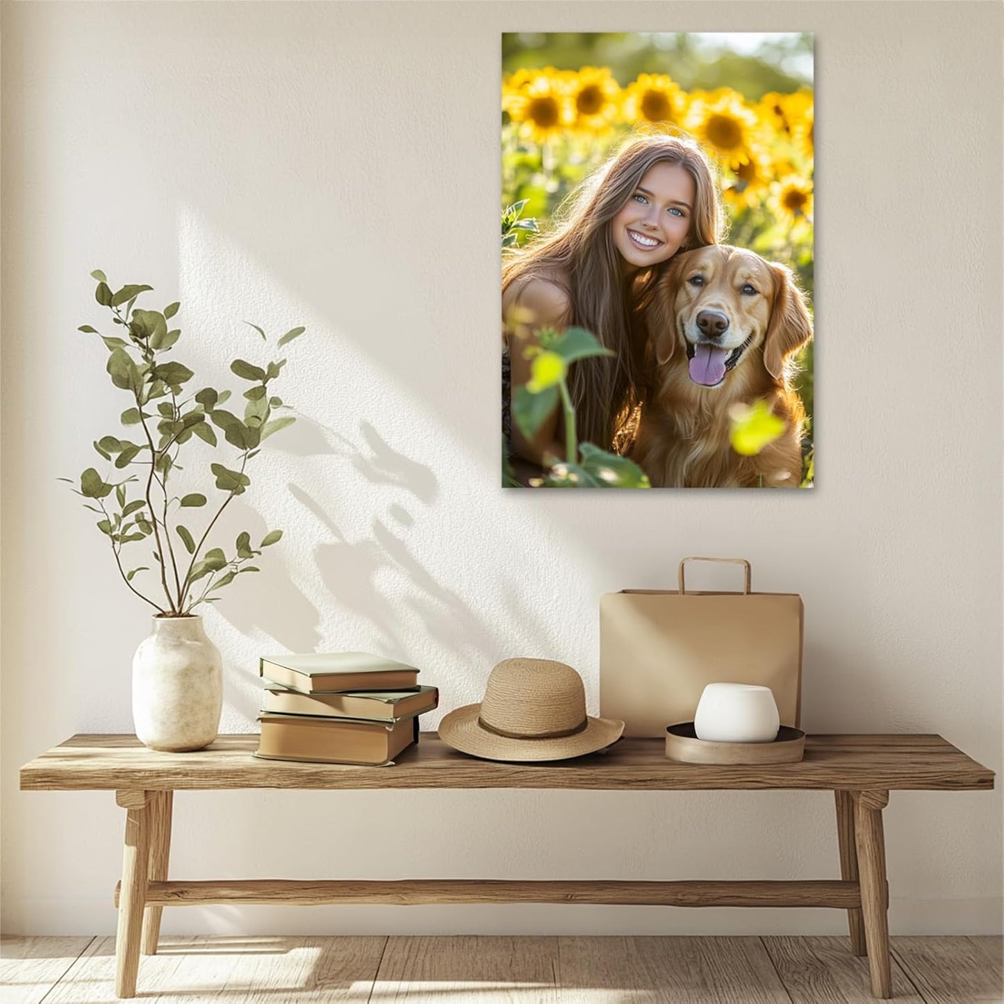 Personalized Photo Canvas Print Wall Art Custom Canvas Prints with Your Photo Customized Canvas Picture Frame Gifts for Pet Baby Family Mom Dad Men Women Couple Boyfriend Girlfriend