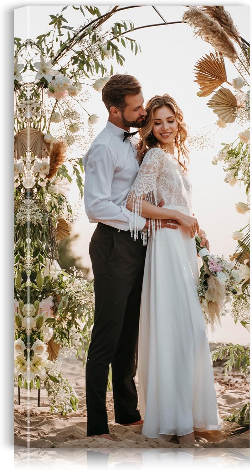 Custom Canvas Prints with Your Photos - Personalized Pictures Print, Customized Photo Gifts, Wall Art Poster Canvas Printing for Wedding, Family, Baby, Pets, Home Office Decor, Wrapped Frame