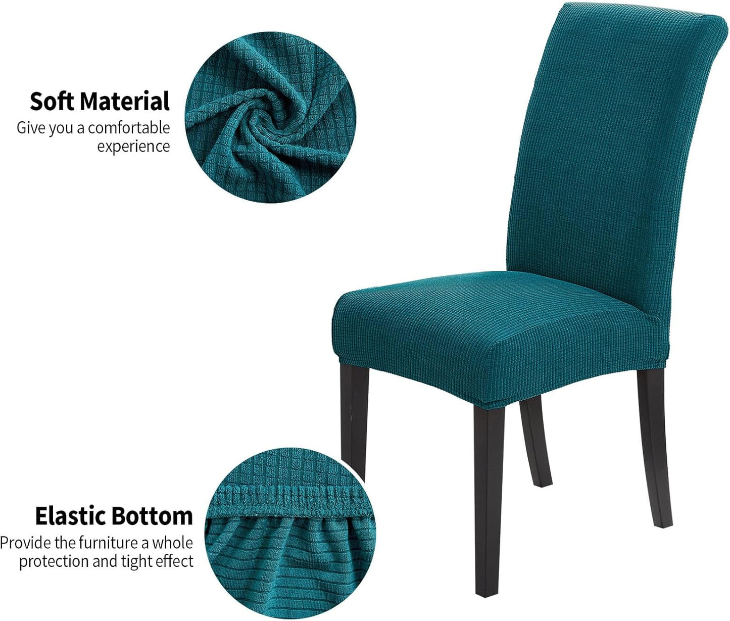 Joccun Chair Covers for Dining Room Set of 6, Dining Chair Slipcovers Stretch Dining Room Chair Covers Seat Protector,Washable Parsons Chair Cover for Home,Banquet(Peacock Blue,6 Pack)