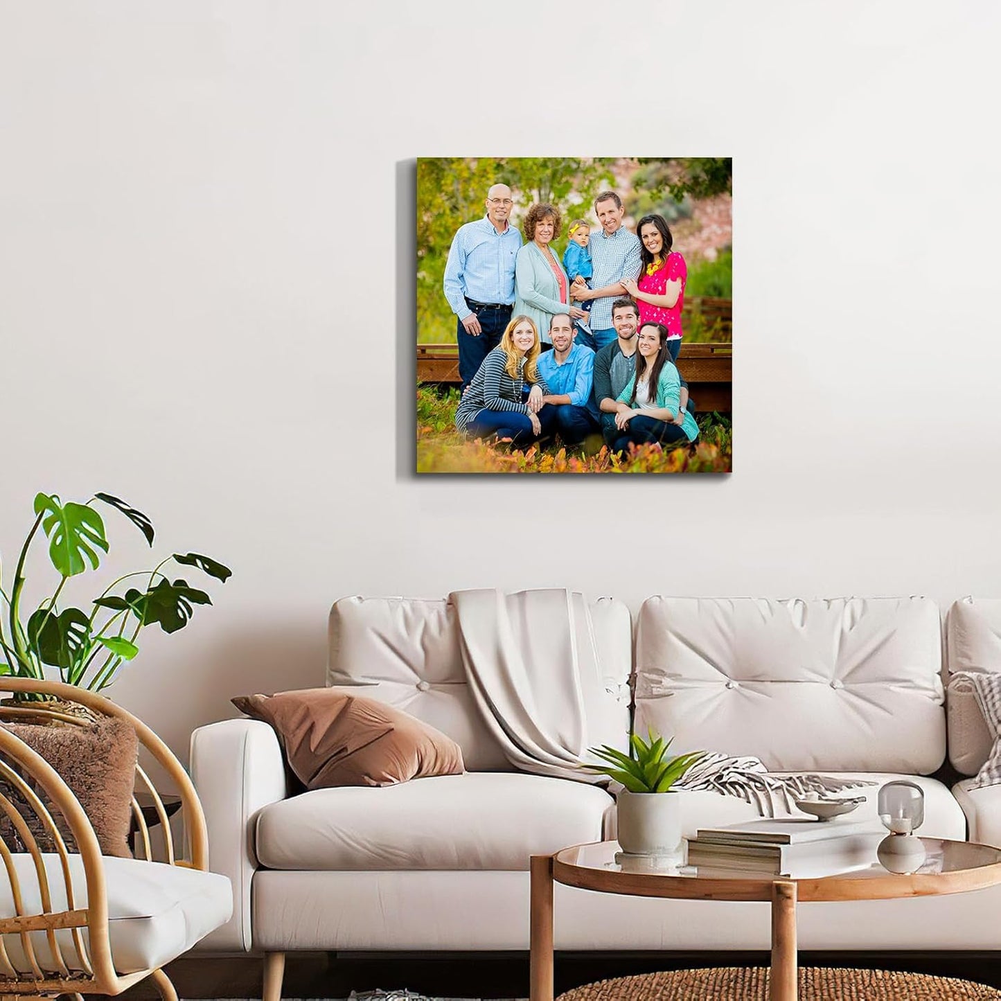 Wewejia Custom Canvas Prints with Your Photos for Family, 12x12inch Personalized Canvas Picture Wall Prints Best Custom Wall Decor for Living Room Bedroom Dining Room Office Easy to hang