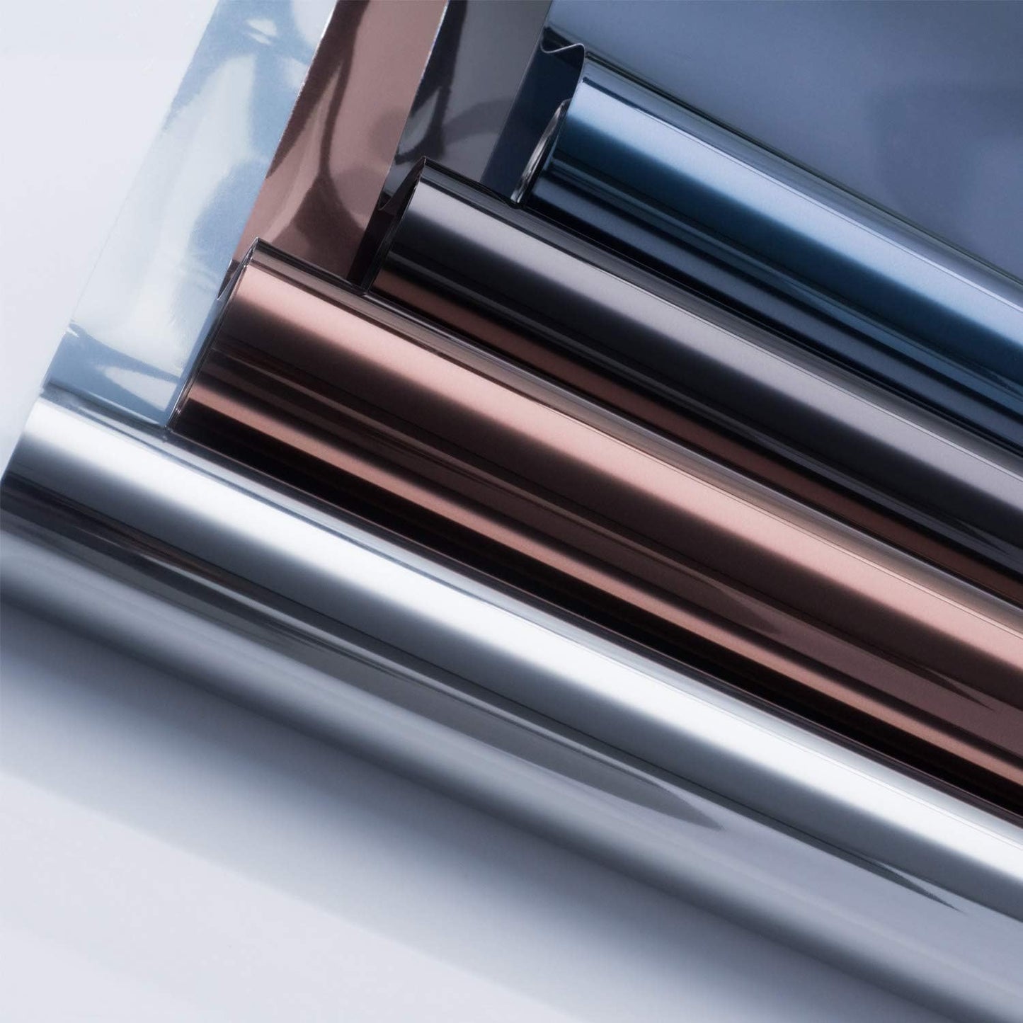 HIDBEA One Way Window Film, Daytime Privacy Sun Blocking Reflective Window Film No Glue Static Cling Heat Control Window Tinting Film for Home and Office, Black Silver, 35.4 x 393.7 Inch