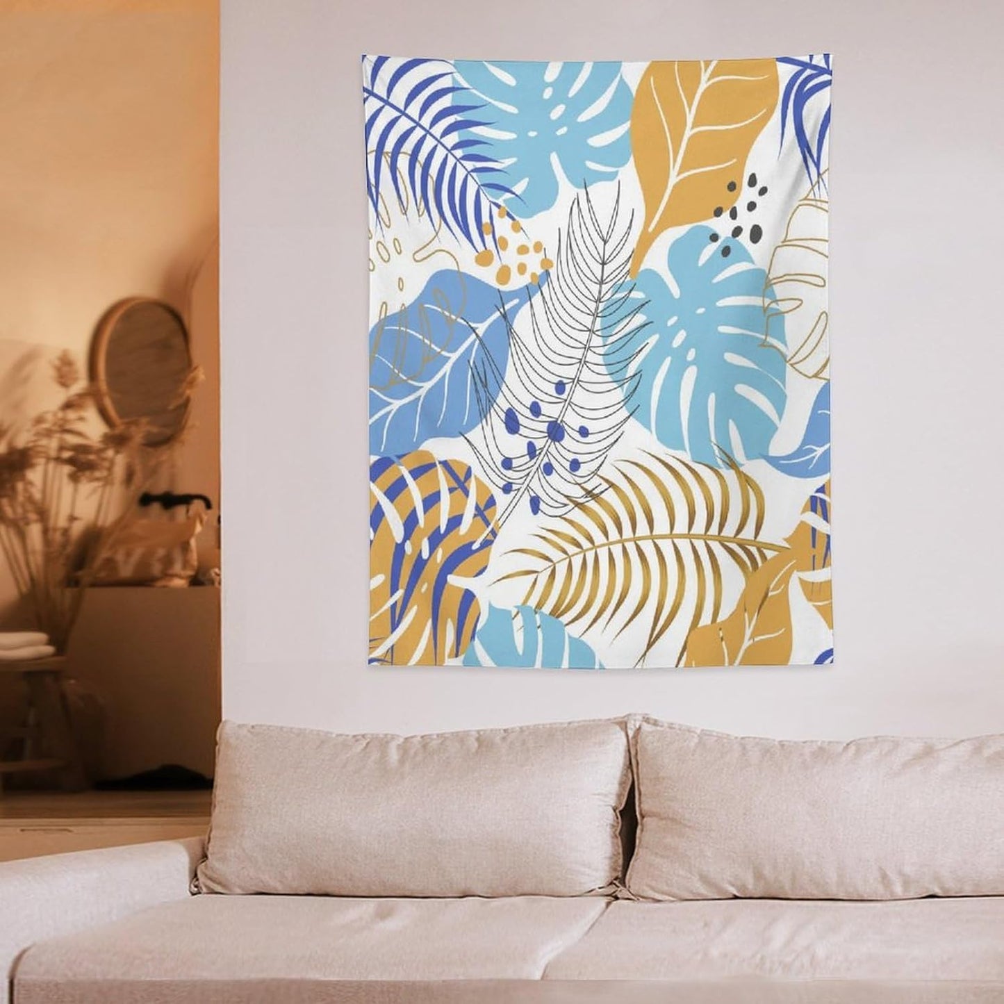 ICMOLYYENLO Tropical Palm Leaves Wall Tapestry, Wall Art for Room Decoration Beautiful Wall Hanging for Bedroom Living Room Dormitory Apartment 60x80 Inch