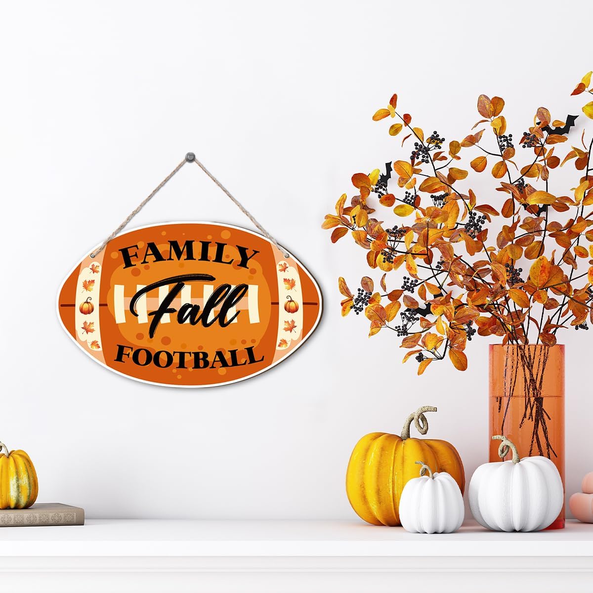 Autumn Wooden Signs, Rustic Thanksgiving Decoration, Home Interior And Exterior Decor, Autumn Harvest Thanksgiving Home Decor (Football), Housewarming Gift