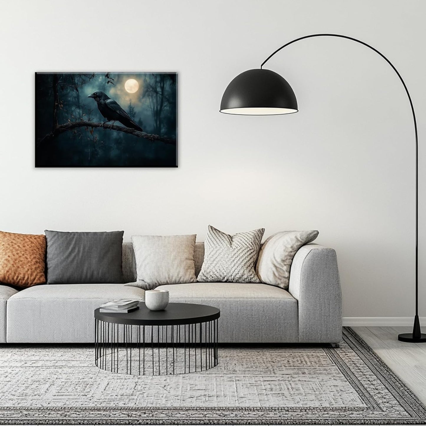 Crow Picture Wall Art Black Crow Canvas Prints Vintage Halloween Decoration Gothic Raven Art Poster Dark Academia Spooky Painting Horror Picture Home Decor(Artwork-2,28"x42")