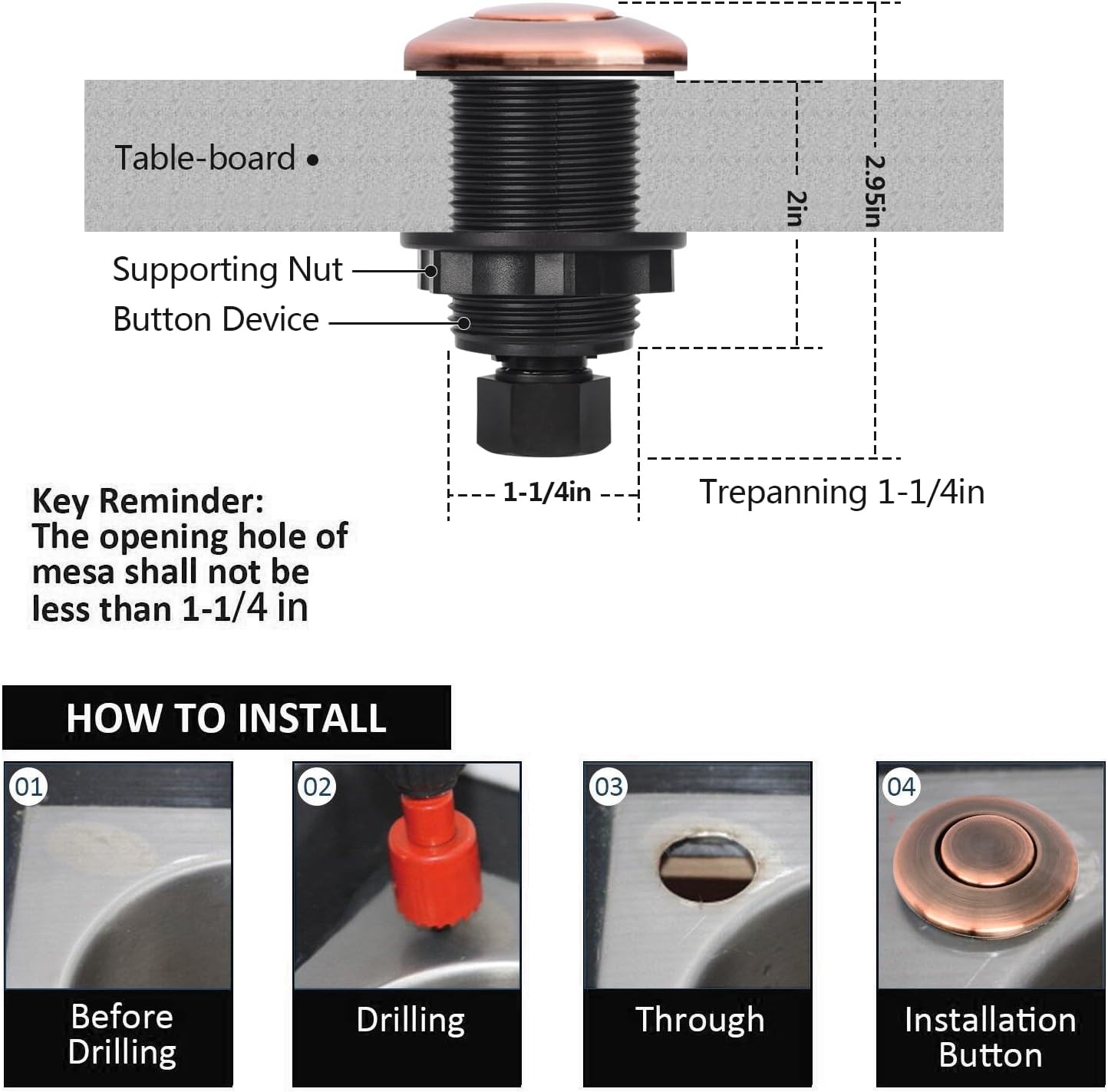 Garbage Disposal Air Switch Kit for SinkTop Waste Disposal with Stainless Steel Oil Rubbed Bronze(ORB) Short Air Button by briidea