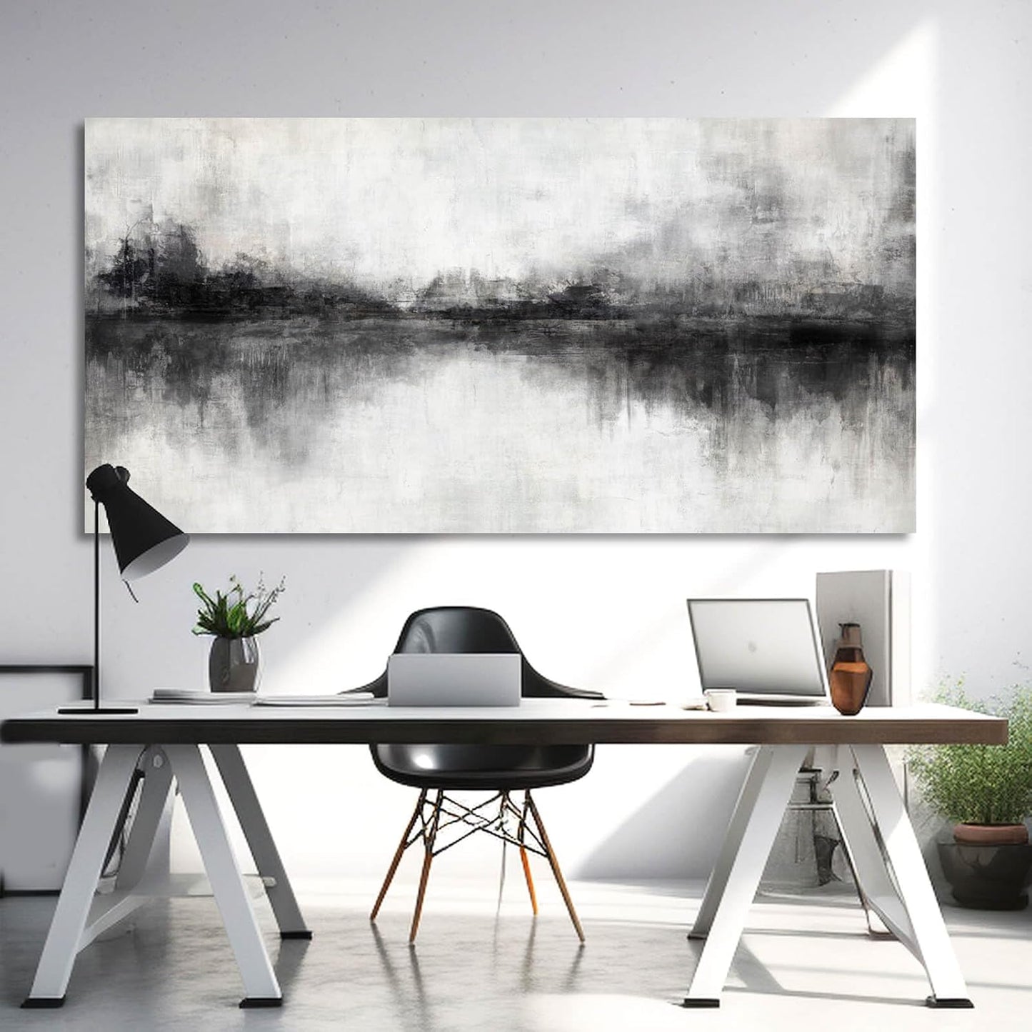 Canvas Prints Wall Art for Living Room Black Abstract Art Wall Decor Grey Pictures Wall Painting for Bedroom Office Artwork 29"x 58" Home Decor